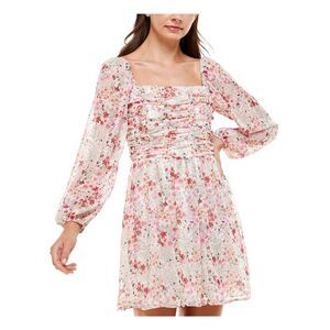 CRYSTAL DOLLS Womens Ivory Bodice Chiffon Lined Short Dress M